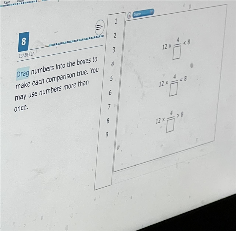 Drag numbers in the box to make each comparison true-example-1