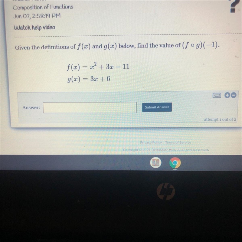 Given the definitions of f(a) and g(x) below, find the value of (19)( 1),f (x) = x-example-1