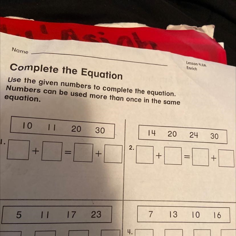 Complete the EquationUse the given numbers to complete the equation.Numbers can be-example-1