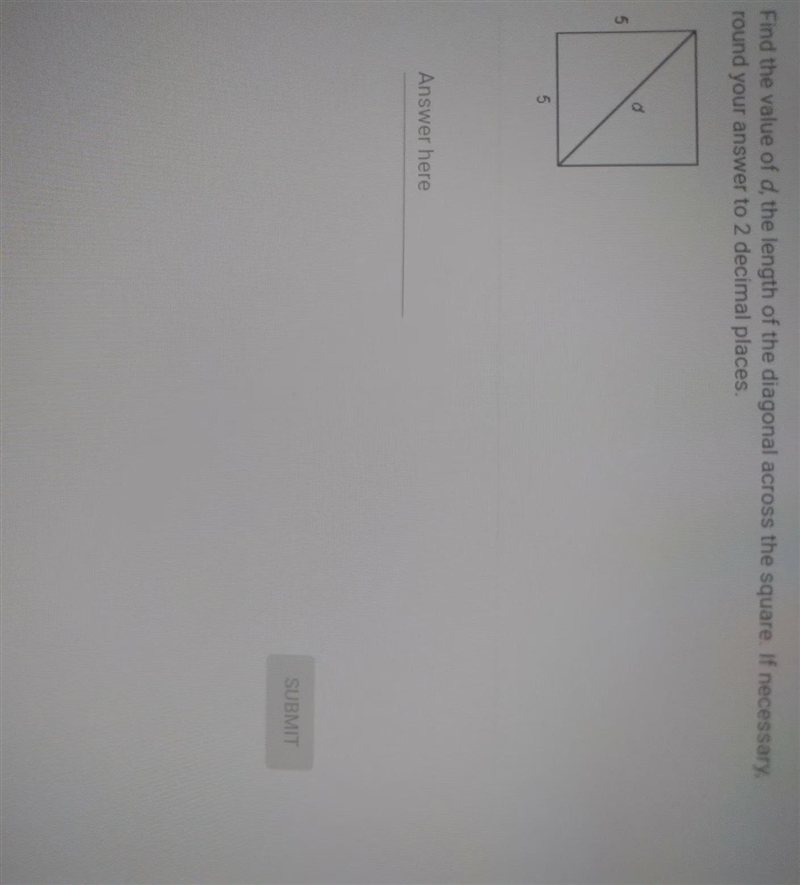 Find the value of d, the length of the diagonal across the square .-example-1