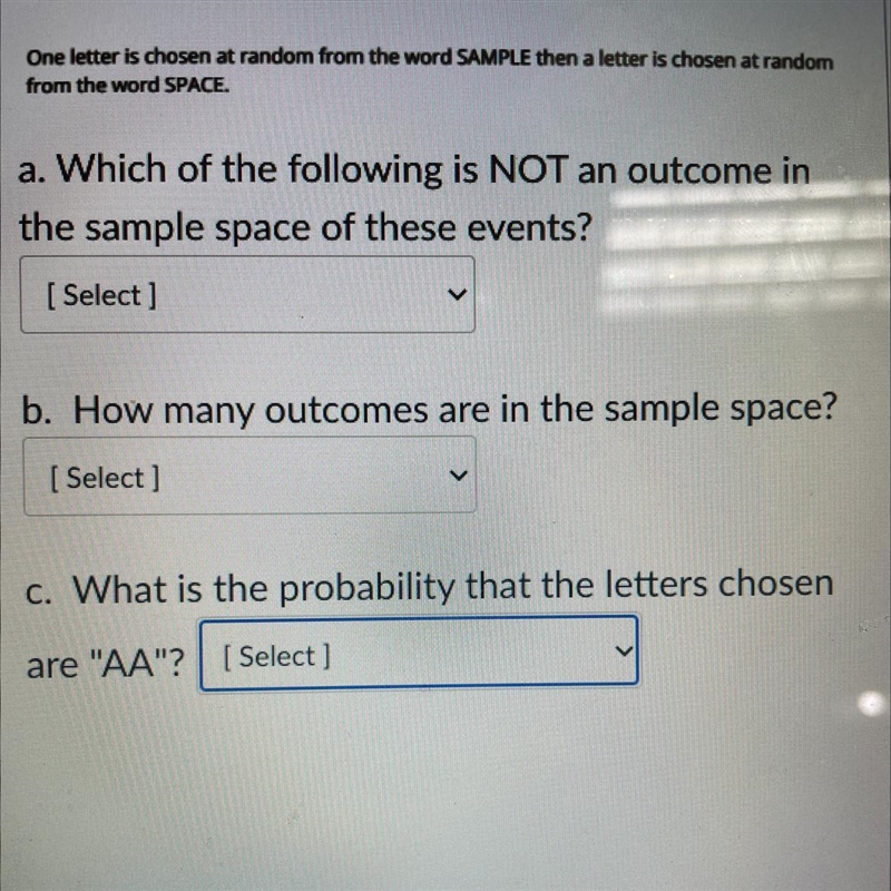 Question is down belowFirst drop down answer choices A. SPB. EEC. MLD. LA second drop-example-1