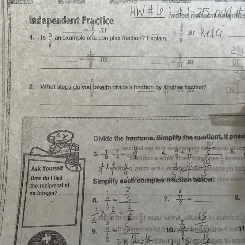 It the first one it says Is 3 an example of a complete fraction explain 1 —- 8-example-1