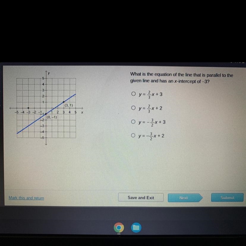 i432--5-4-3-2-1(3.1)2 3 45 X(0,-1)What is the equation of the line that is parallel-example-1