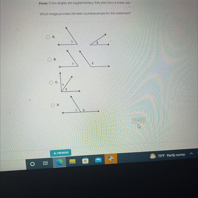 Prove: If two angles are supplementary, they also form a linear pair. Which image-example-1