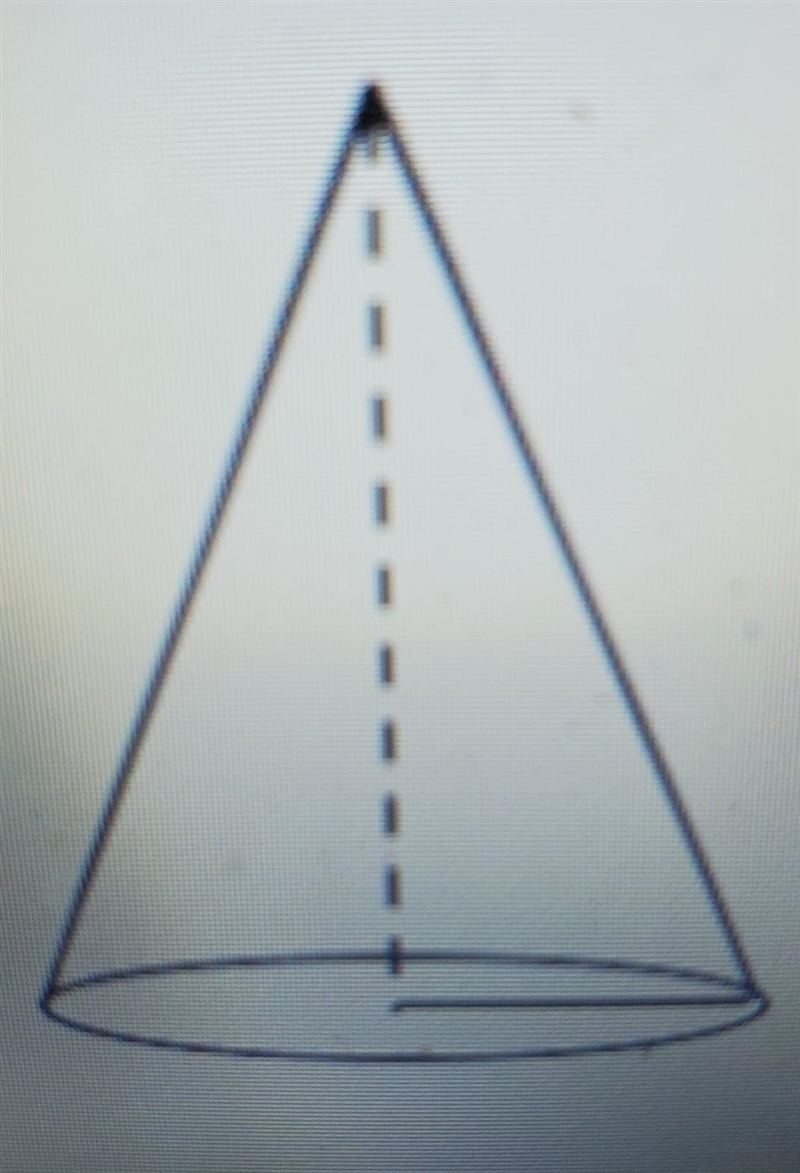 the cone shown below has a slant height of 15 cm and a height of 12 cm. what is the-example-1