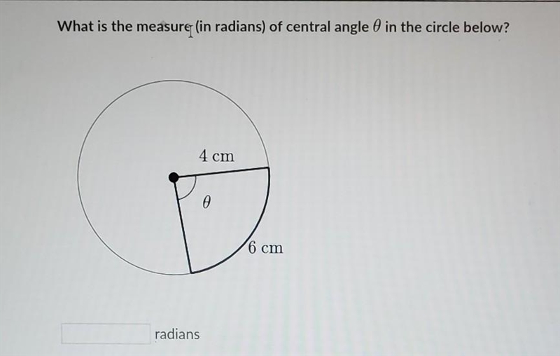 What is the measure in radians of the angle 0?-example-1