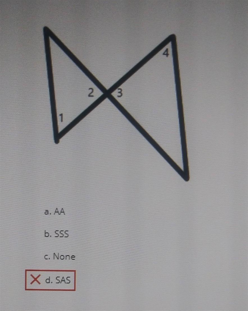 Given <1 = <4 which theorem could be used to show that the triangles are similar-example-1