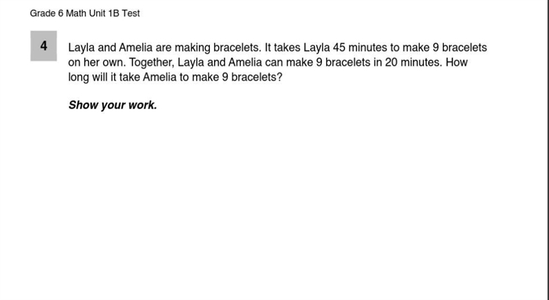 Layla and Amelia are making bracelets. It takes Layla 45 minutes to make 9 bracelets-example-1