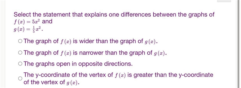 Select the statement that explains one differences between the graphs of-example-1