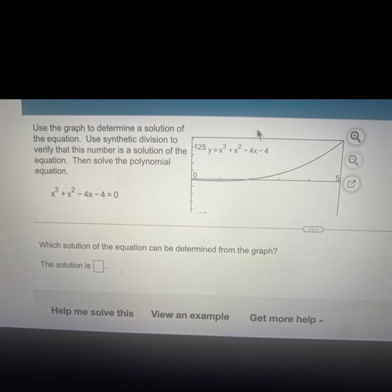 Which solution of the equation can be determined from the graph-example-1