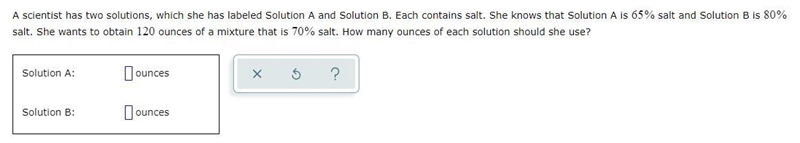 A scientist has two solutions, which she has labeled Solution A and Solution B. Each-example-1