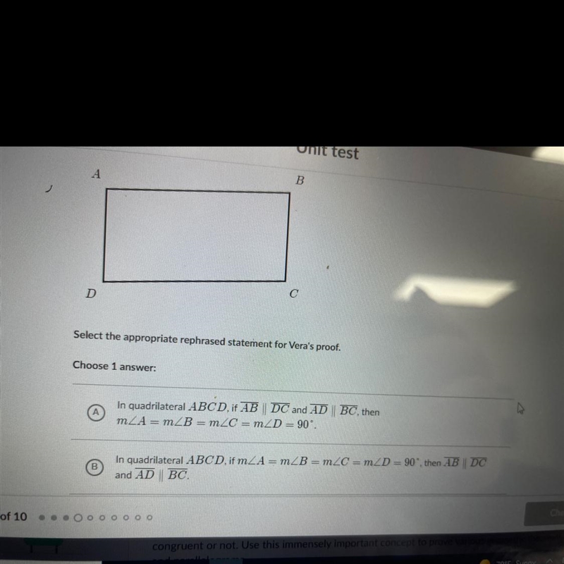 Vera wants to prove that any rectangle is also a parallelogram-example-1