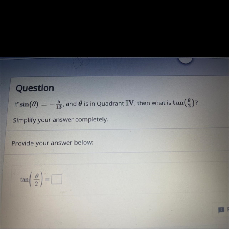 If sin(0)-iz, and 0 is in Quadrant IV, then what is tanº)?513-example-1