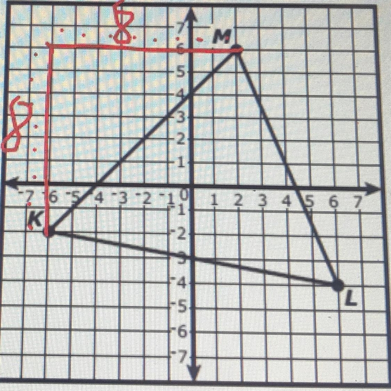 11. On the set of axes below, triangle KLM has verticeswhose coordinates are K(-6, -2), L-example-1