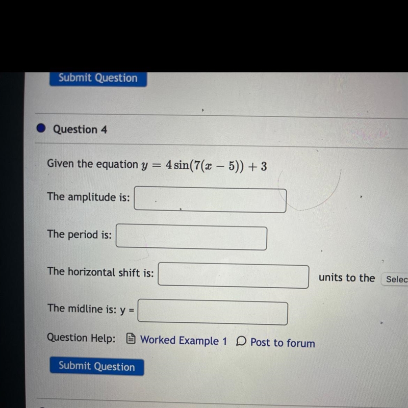 Given the equation y = 4sin(7(x - 5)) + 3-example-1