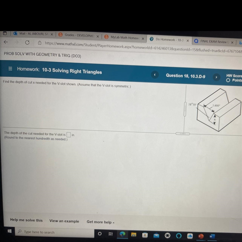 Find the depth of the cut and round to the nearest hundredth as needed-example-1