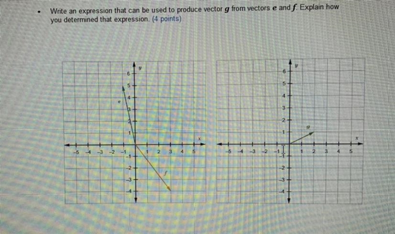 Write an expression that can be used to produce vector g from vectors e and f Explain-example-1