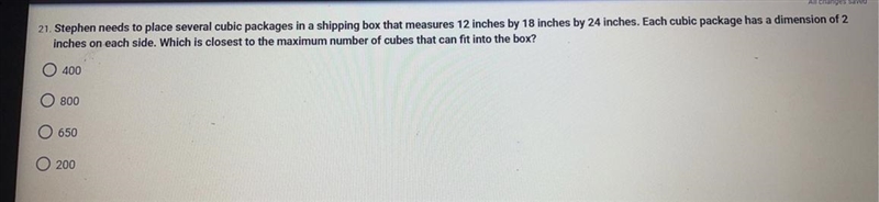 stephen needs to place several cubic packages in a shipping box that measures 12 inches-example-1