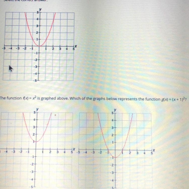 2-3The function Rx) = x2 is graphed above. Which of the graphs below represents the-example-1