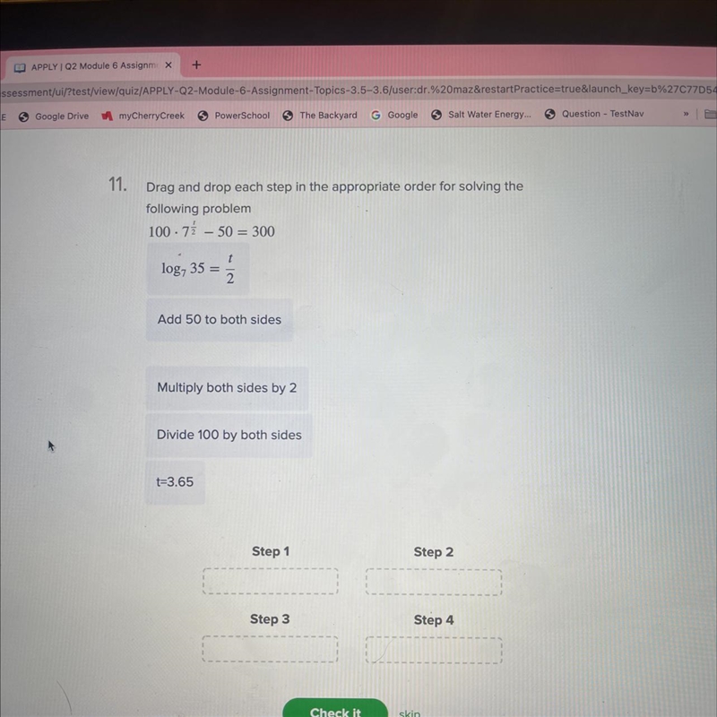 Drag and drop each step in the appropriate order for solving the following problem-example-1