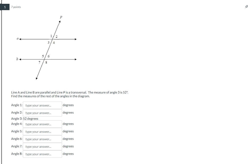 Helppppp! Line A and Line B are parallel and Line P is a transversal. The measure-example-1