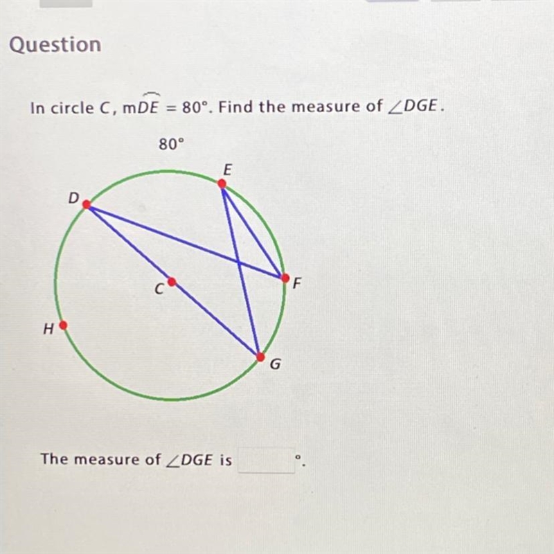 Find the measure of angle DGE-example-1