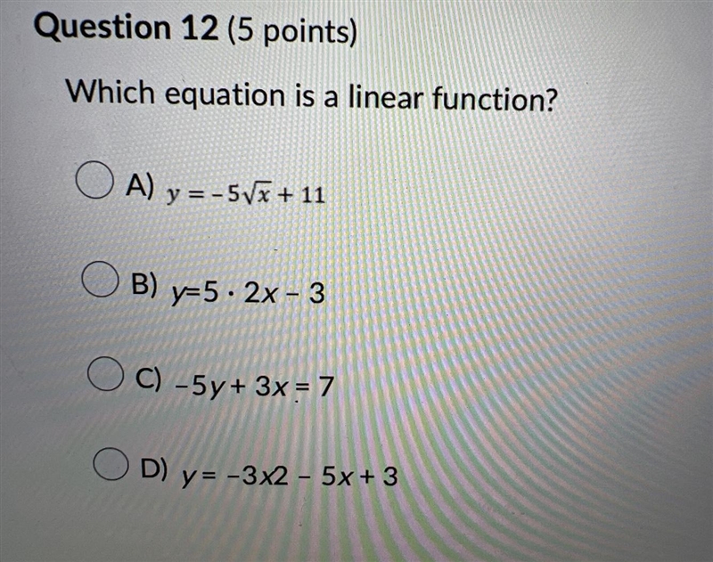 Which equation is linear function?-example-1