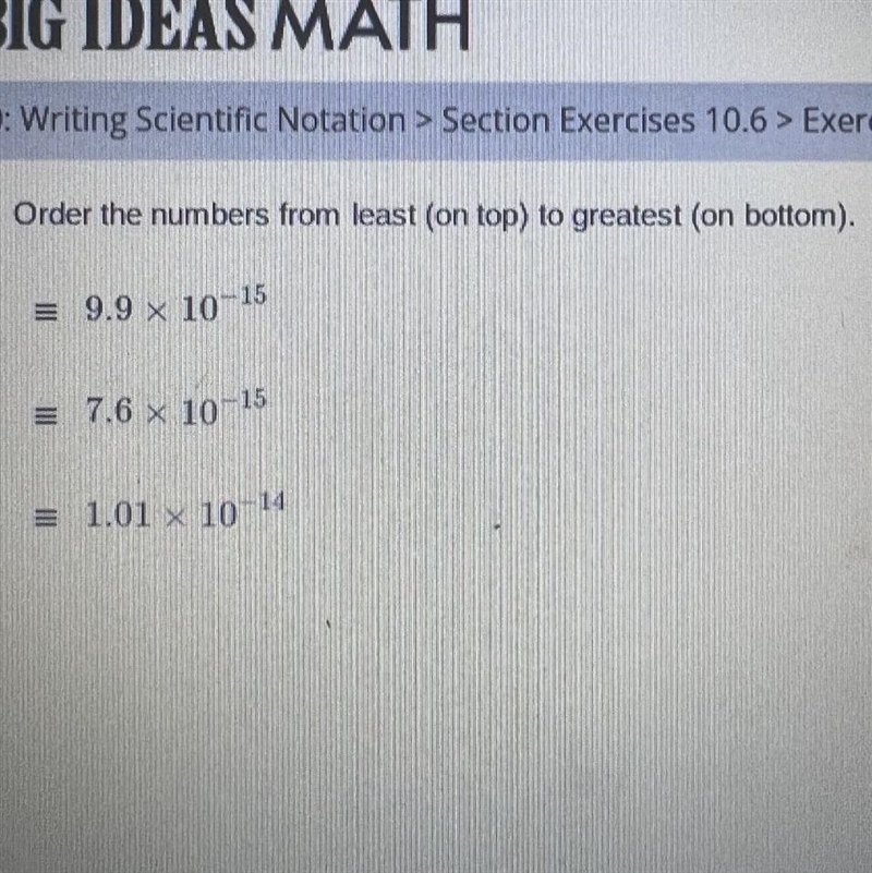 Order the numbers from least on top to the greatest on the bottom. Will you help explain-example-1