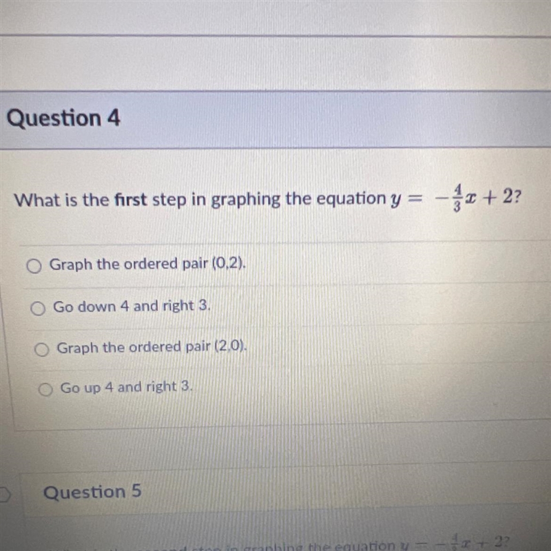 What is the first step in graphing the equation y = -4^3x + 2? Graph the ordered pair-example-1