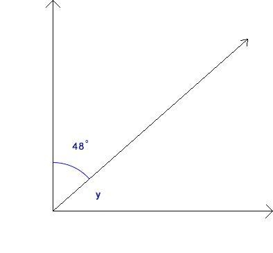 Find the measure of yA) 42 degreesB) 48 degreesC) 52 degreesD) 90 degrees-example-1