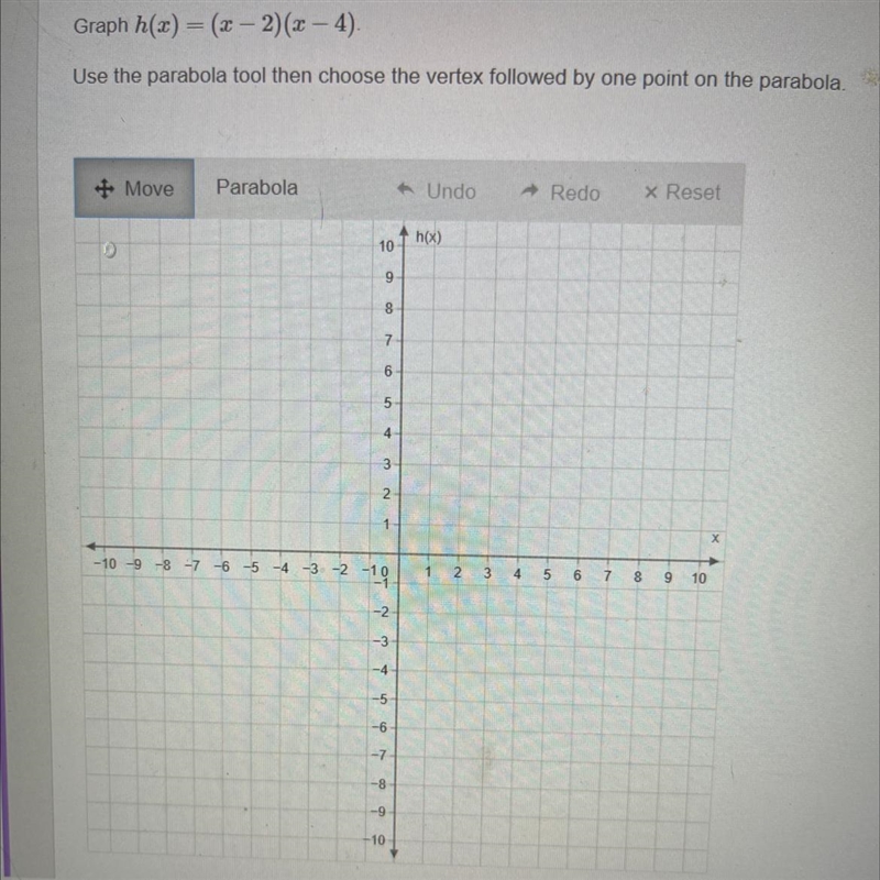 graph use the parabola tool then choose the vertex followed by one point on the parabola-example-1