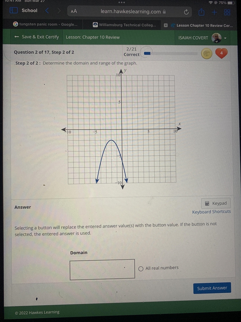 Consider the following graph.Step 1 of 2: Does the graph represent a function?AnswerKeybO-example-1