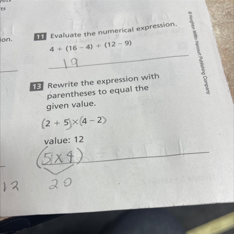 13 Rewrite the expression with parentheses to equal the given value-example-1