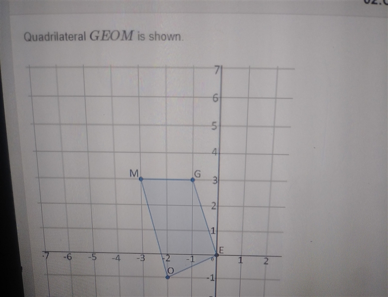 quadrilateral GEOM is dilated by a scale factor of 2 centered at (0,0) to create quadrilateral-example-2