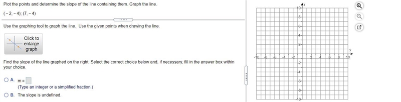 Plot the points and determine the slope of the line containing them. Graph the line-example-1