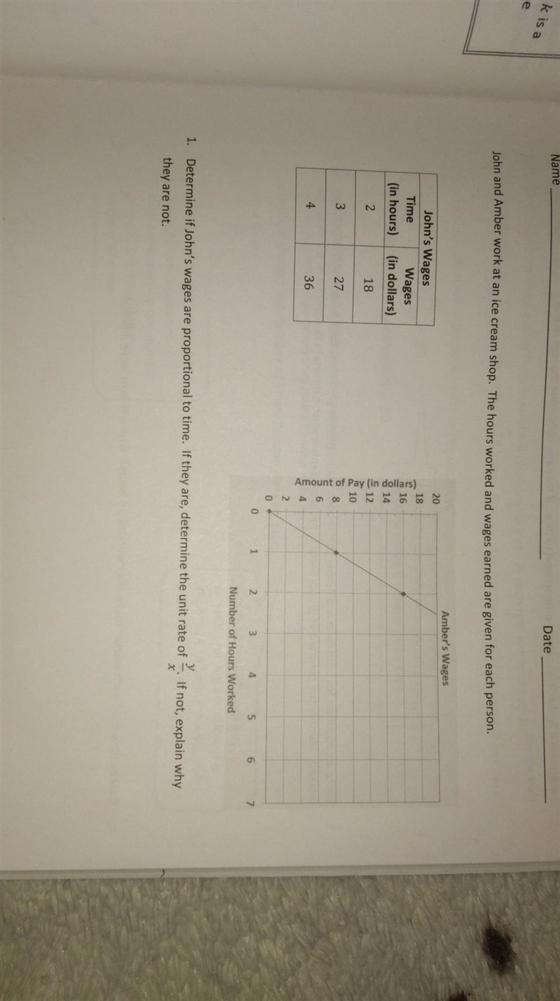 John and Amber work at an ice cream shop. The hours worked and wages earned are given-example-1