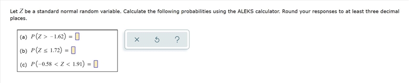 Let Z be a standard normal random variable. Calculate the following probabilities-example-1