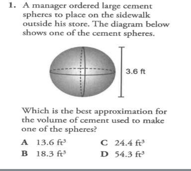 What is the best approximate for the volume of cement used to make one of these spheres-example-1