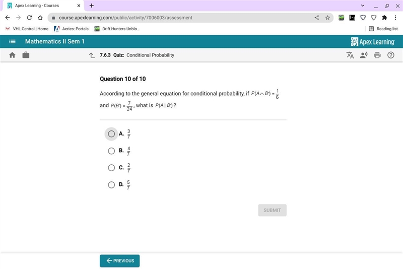 HELPPPPPPPPP MEEEEE According to the general equation for conditional probability-example-1