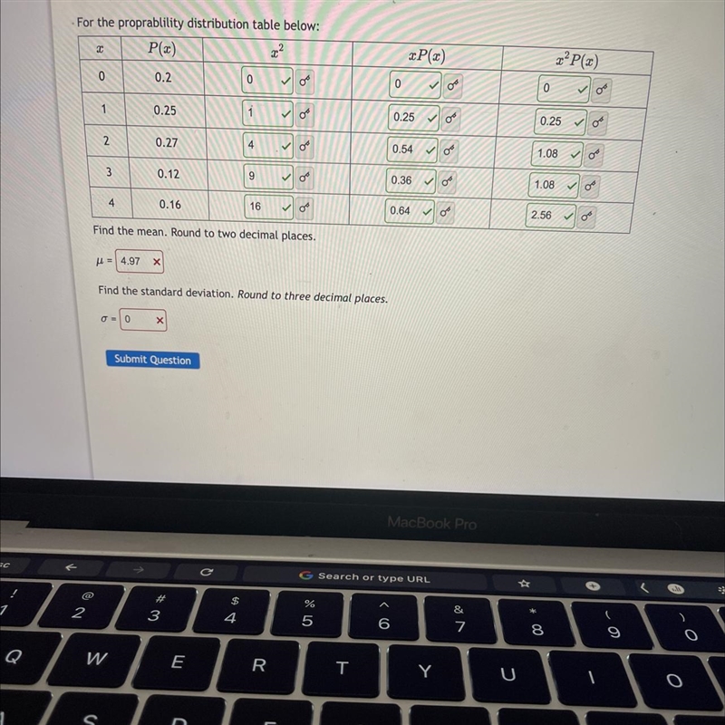 Only need help with finding the mean and standard deviation.-example-1