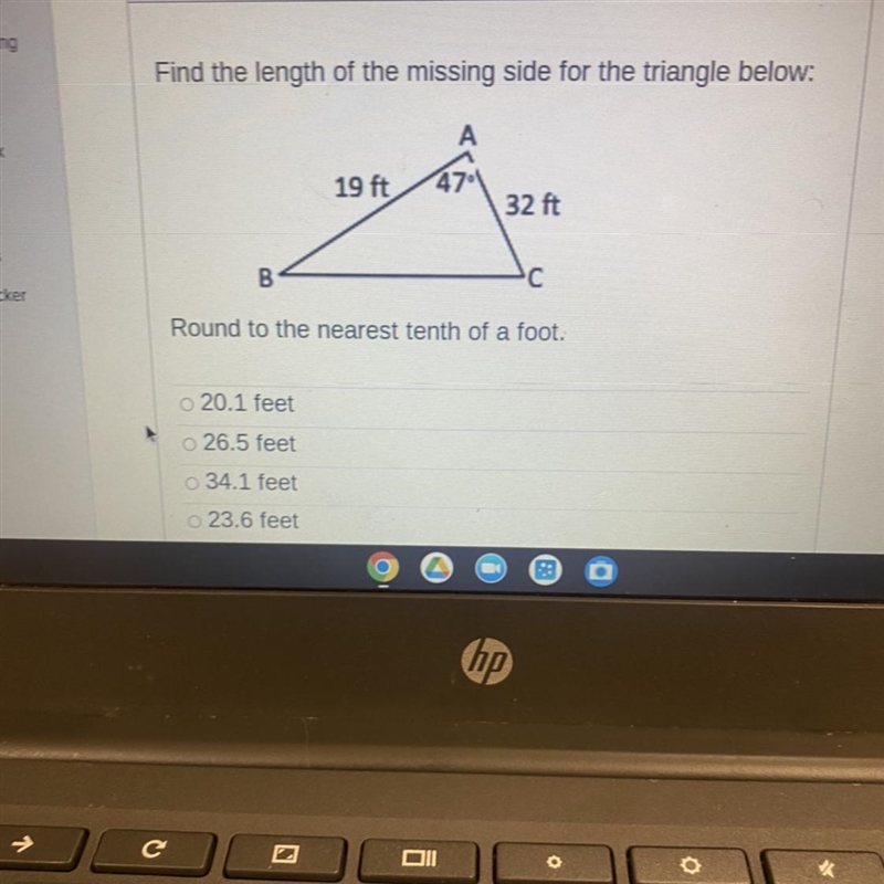 EXTRA POINTS!! Just Find the length of the missing side for the triangle below: Round-example-1