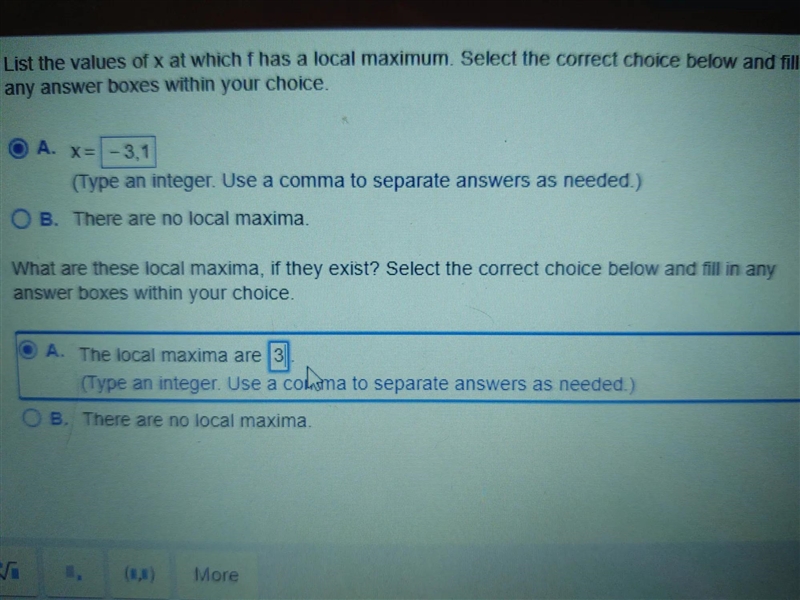 List the value of X at which f has a local maximum and what is the local maxima?-example-2