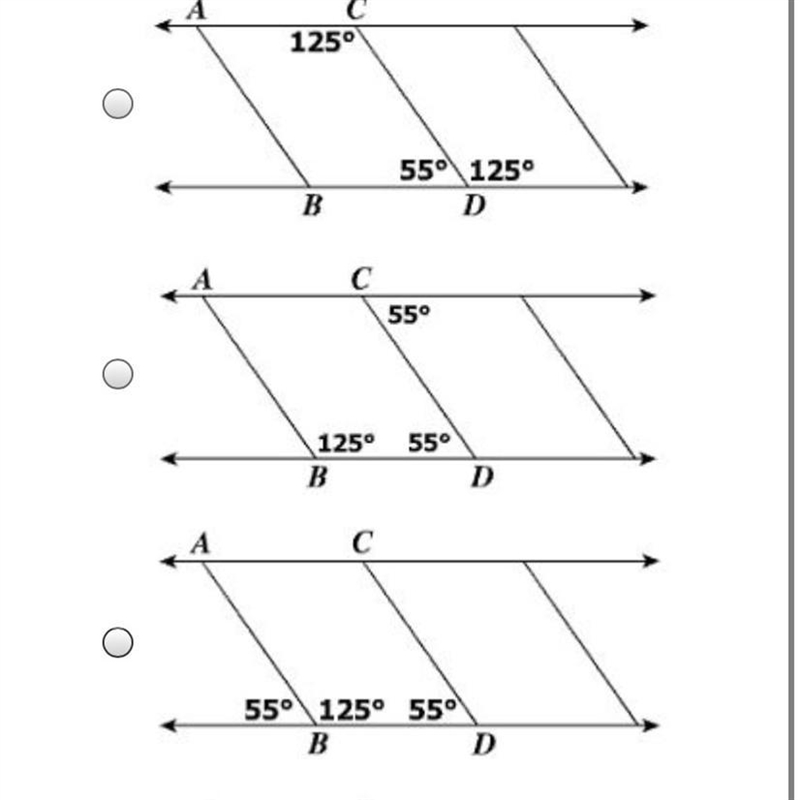 The diagrams represent the stripes used to markparking spaces on a lot. Based only-example-1