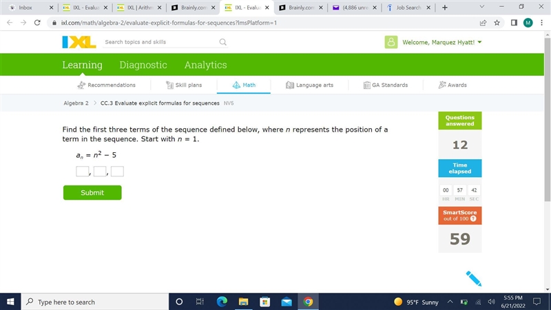 Find the first three terms of the sequence defined below, where n represents the position-example-1