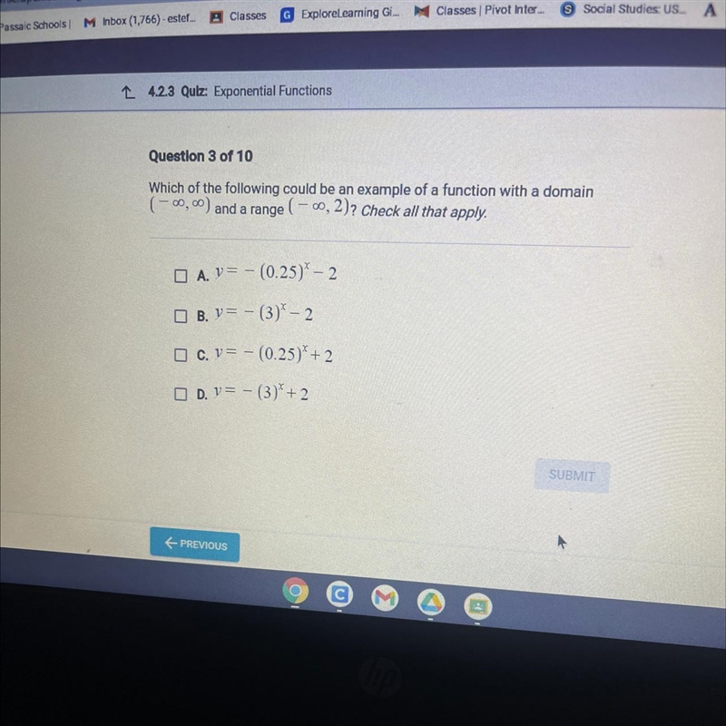 Which of the following could be an example of a function with a domain(-infinity, infinity-example-1