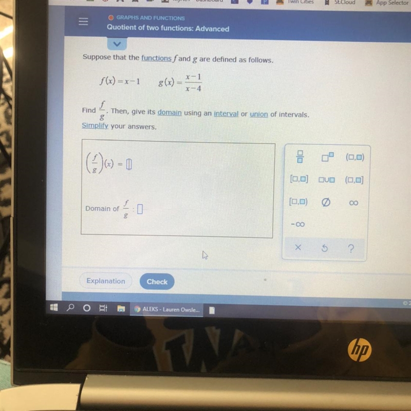 Suppose that the functions f and g are defined as follows F(x)=x-1 g(x)=x-1/x-4Find-example-1