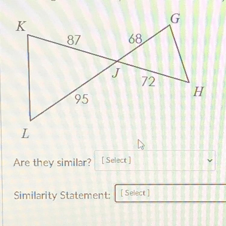 Determine whether the triangles are similar by AA, SSS, SAS, or not similar-example-1