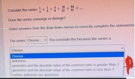 I need help with this practice Question #1Does the series converge or diverge? Question-example-1