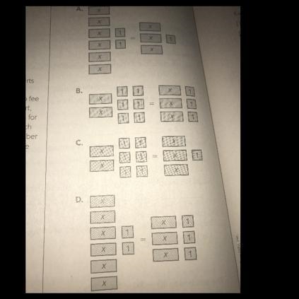 Which is a correct model for the equation 6 + 2x = 3(x + 1)?-example-1