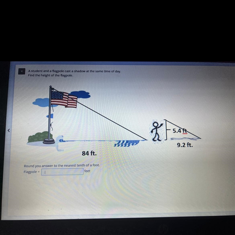 A student and a flagpole cast a shadow at the same time of day-example-1